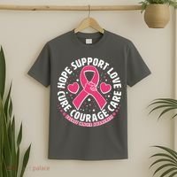 Breast Cancer Awareness Hope Support Love Cure Courage Care T-Shirt thumb 2