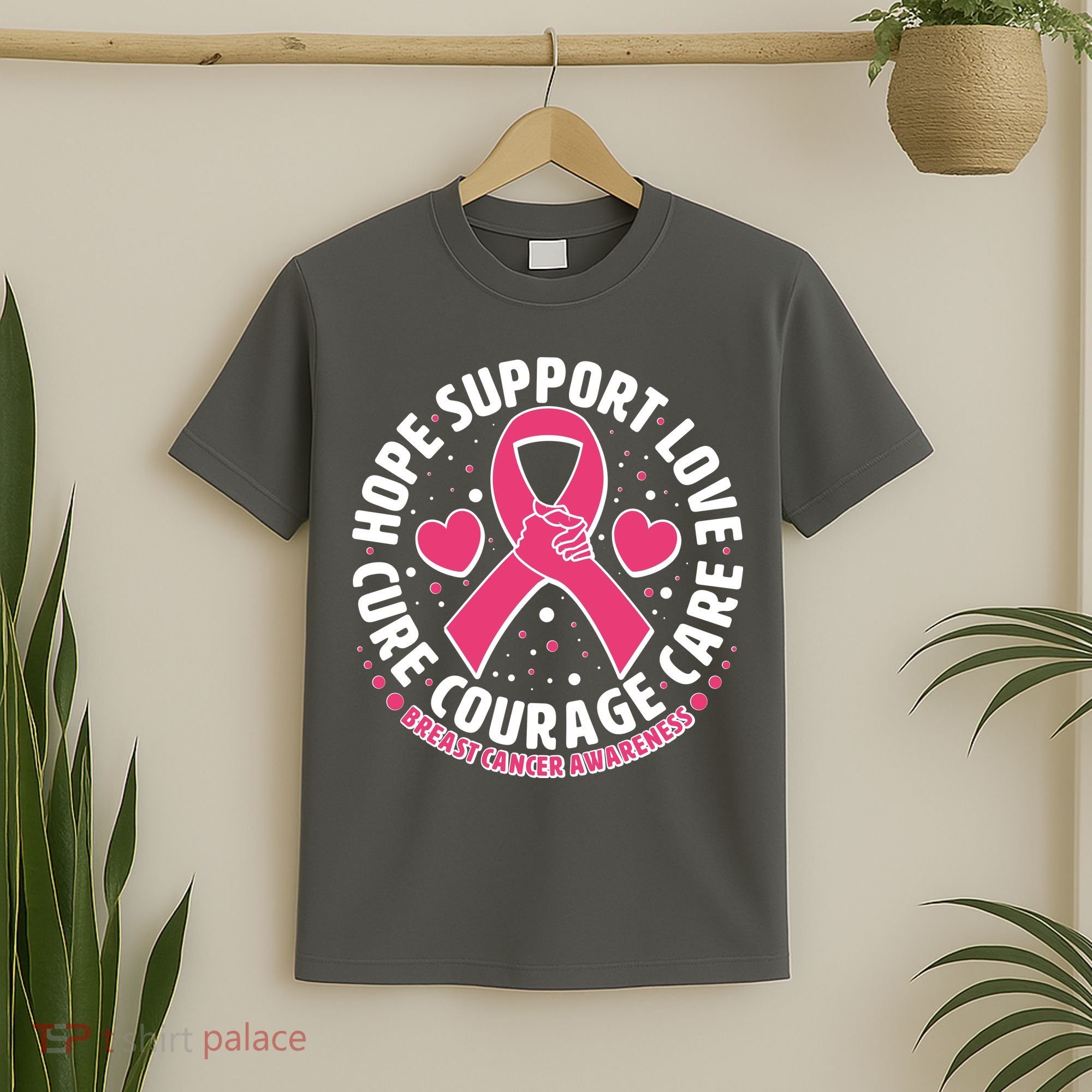 Breast Cancer Awareness Hope Support Love Cure Courage Care T-Shirt