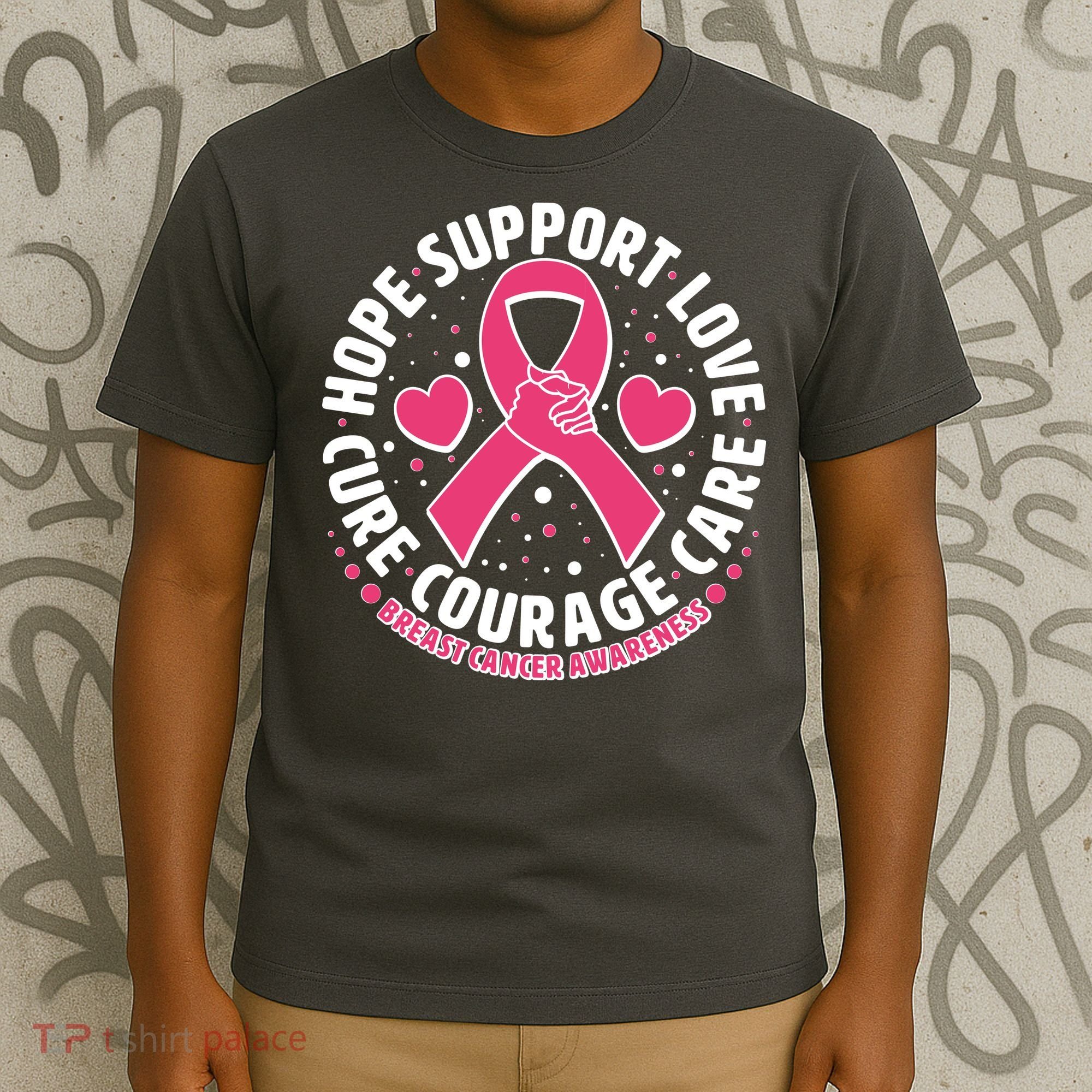 Breast Cancer Awareness Hope Support Love Cure Courage Care T-Shirt