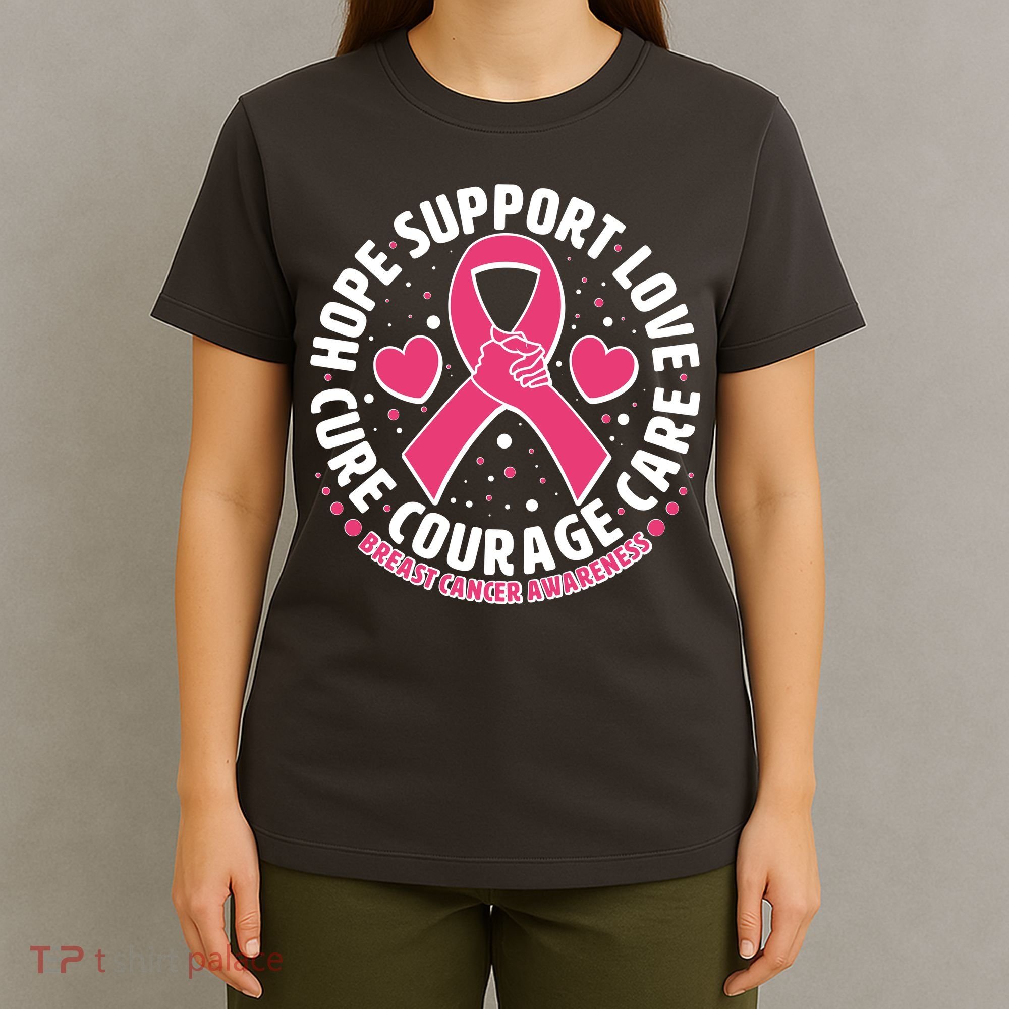Breast Cancer Awareness Hope Support Love Cure Courage Care T-Shirt