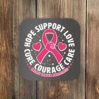 Breast Cancer Awareness Hope Support Love Cure Courage Care Coaster thumb 0