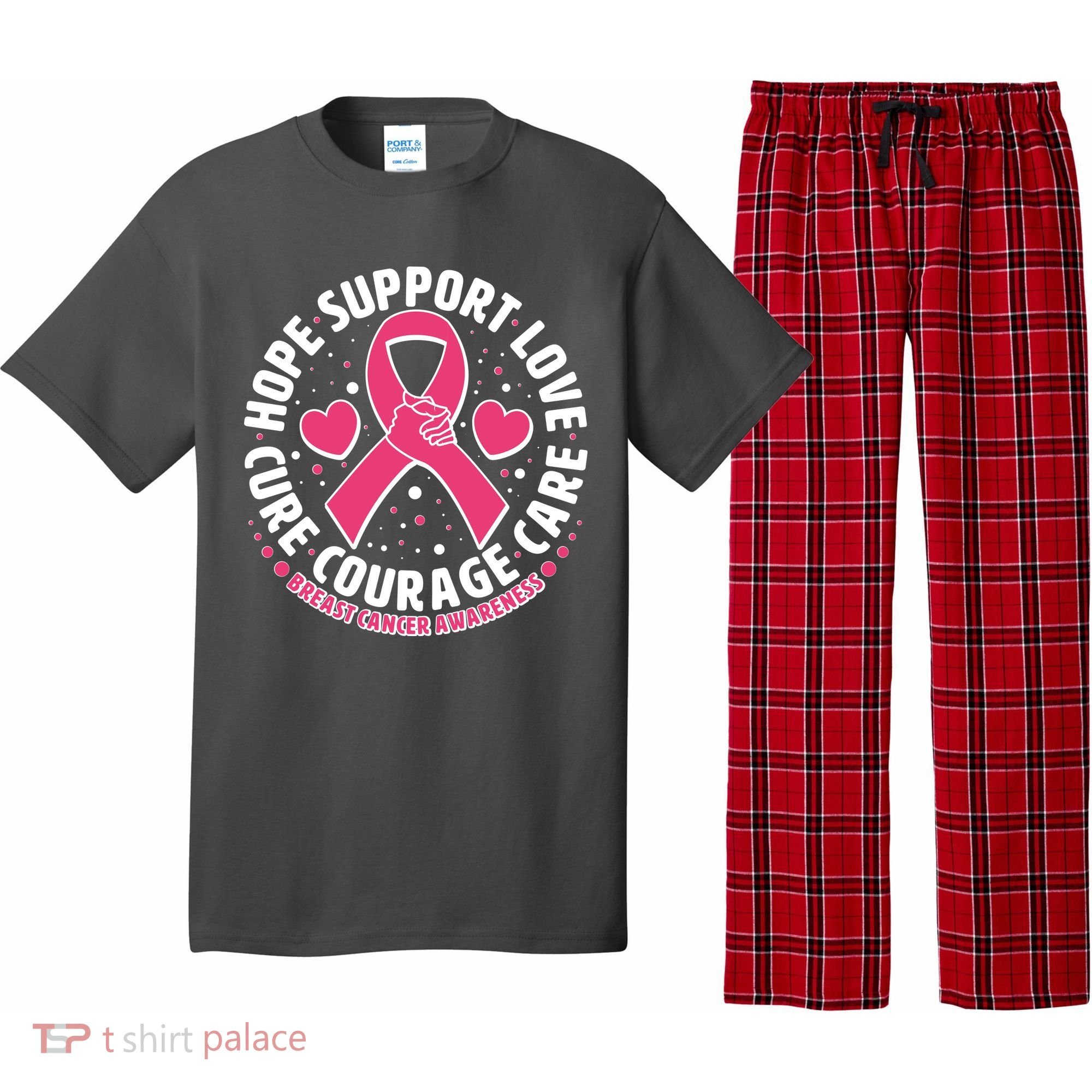 Breast Cancer Awareness Hope Support Love Cure Courage Care Pajama Set