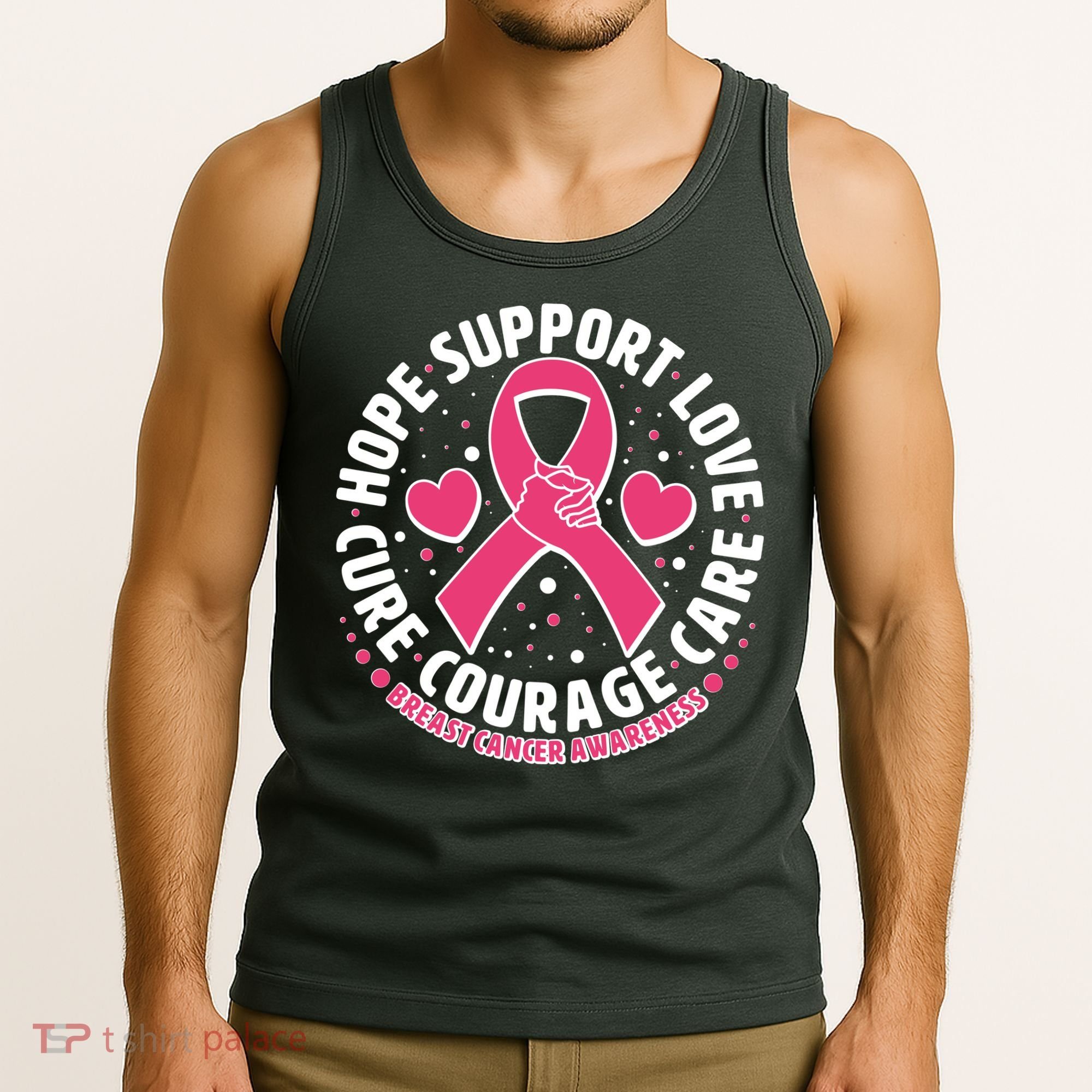 Breast Cancer Awareness Hope Support Love Cure Courage Care Tank Top
