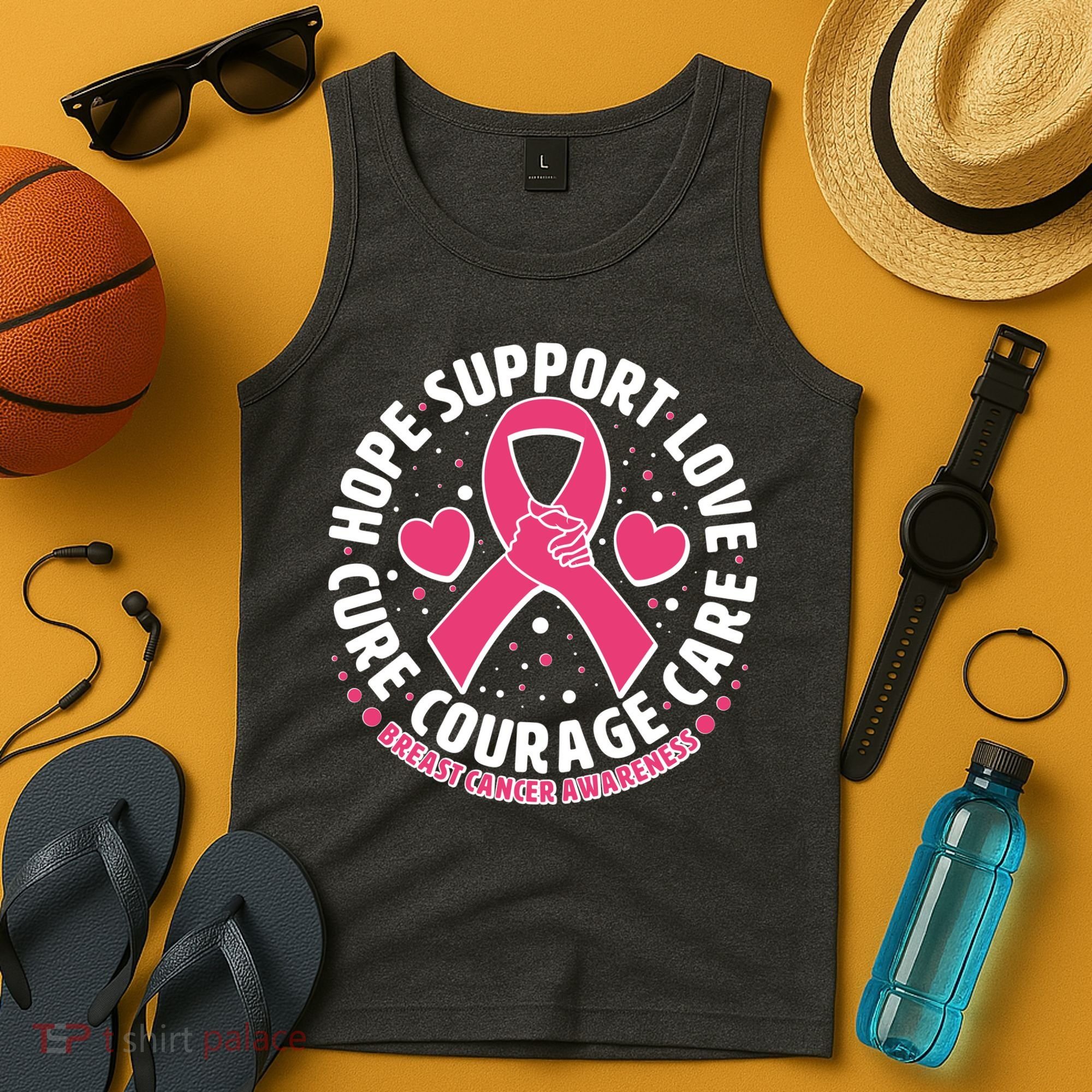 Breast Cancer Awareness Hope Support Love Cure Courage Care Tank Top