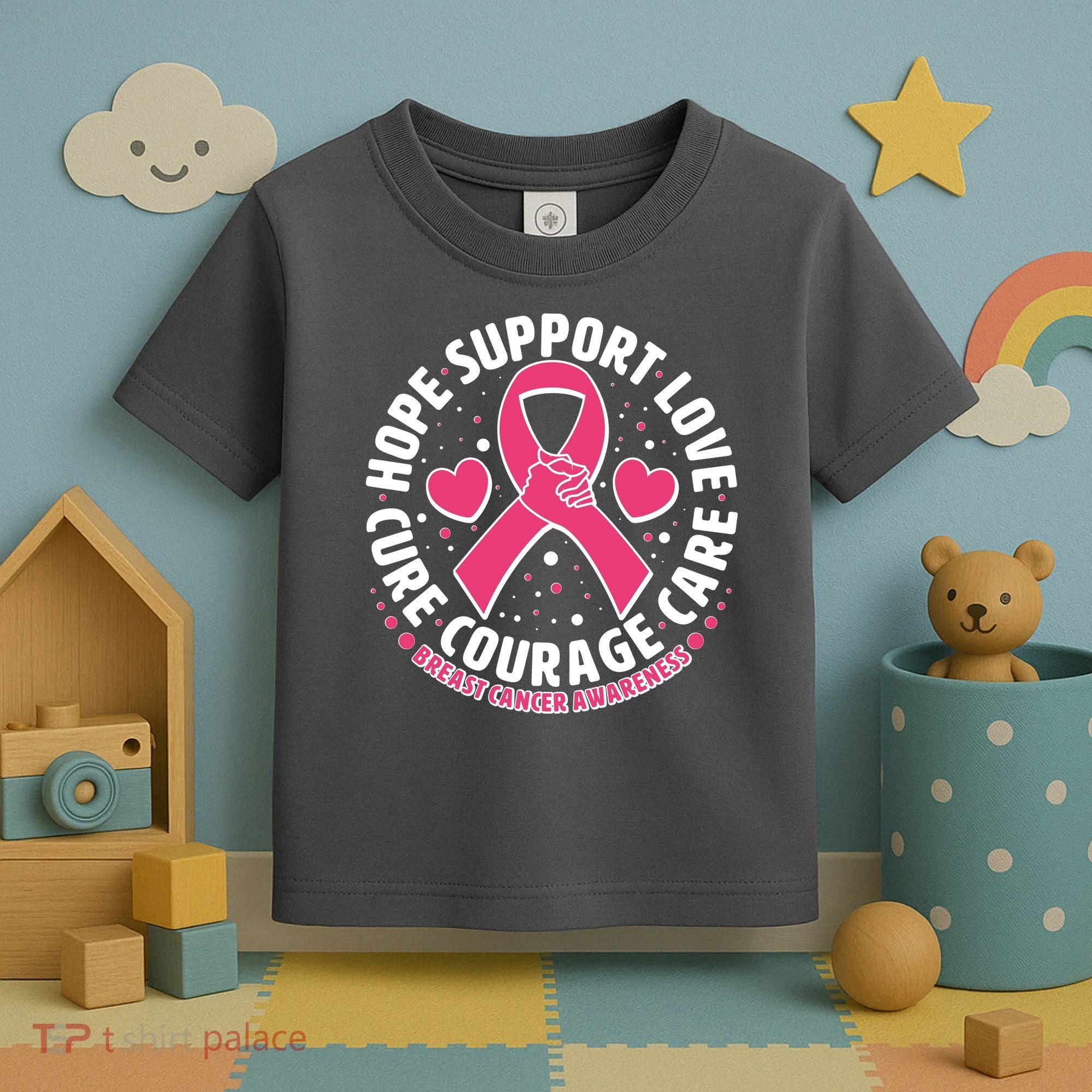 Breast Cancer Awareness Hope Support Love Cure Courage Care Toddler T-Shirt