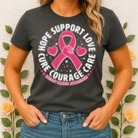 Breast Cancer Awareness Hope Support Love Cure Courage Care Women's T-Shirt thumb 2