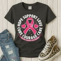 Breast Cancer Awareness Hope Support Love Cure Courage Care Women's T-Shirt thumb 3