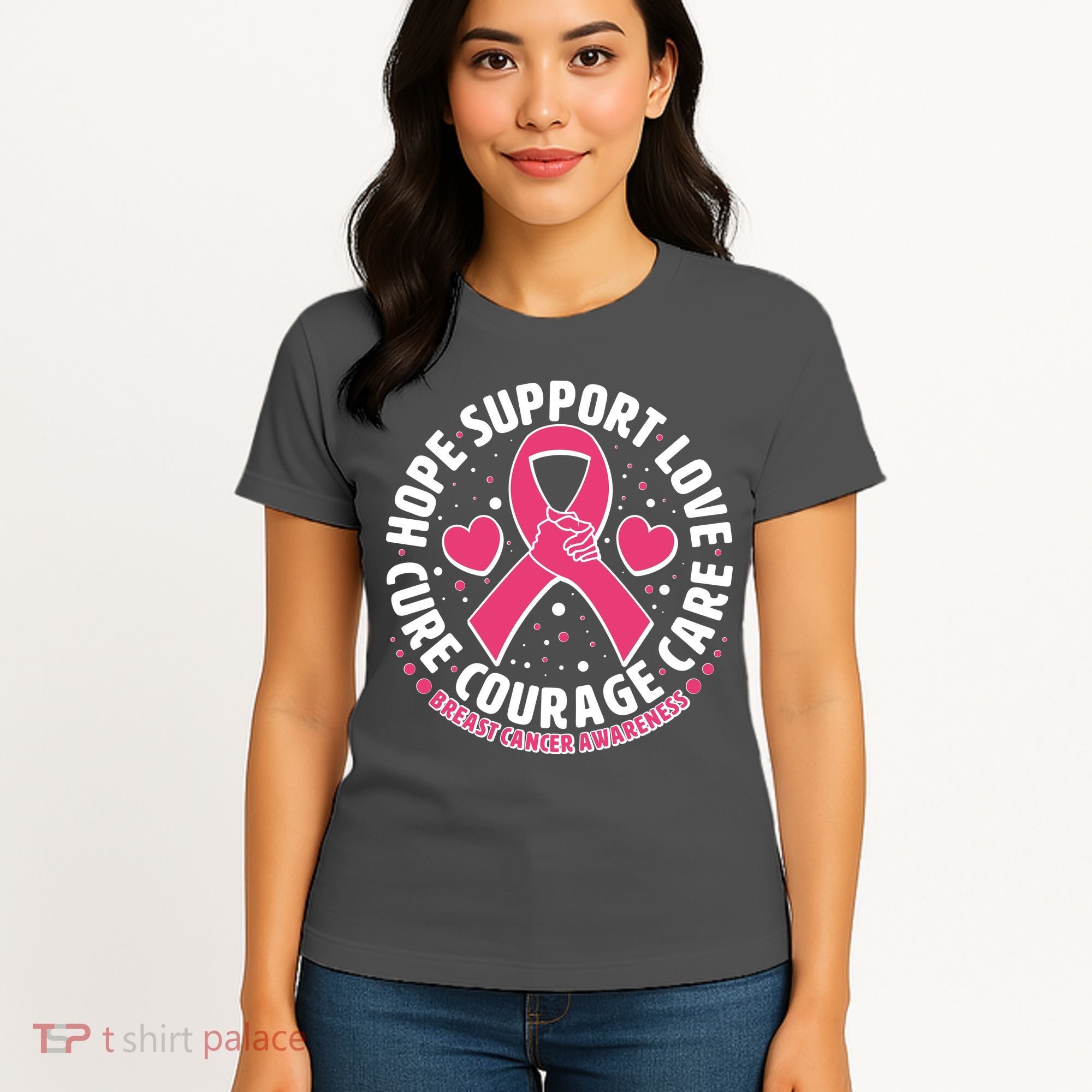 Breast Cancer Awareness Hope Support Love Cure Courage Care Women's T-Shirt