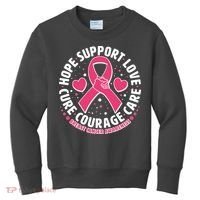 Breast Cancer Awareness Hope Support Love Cure Courage Care Kids Sweatshirt thumb 0