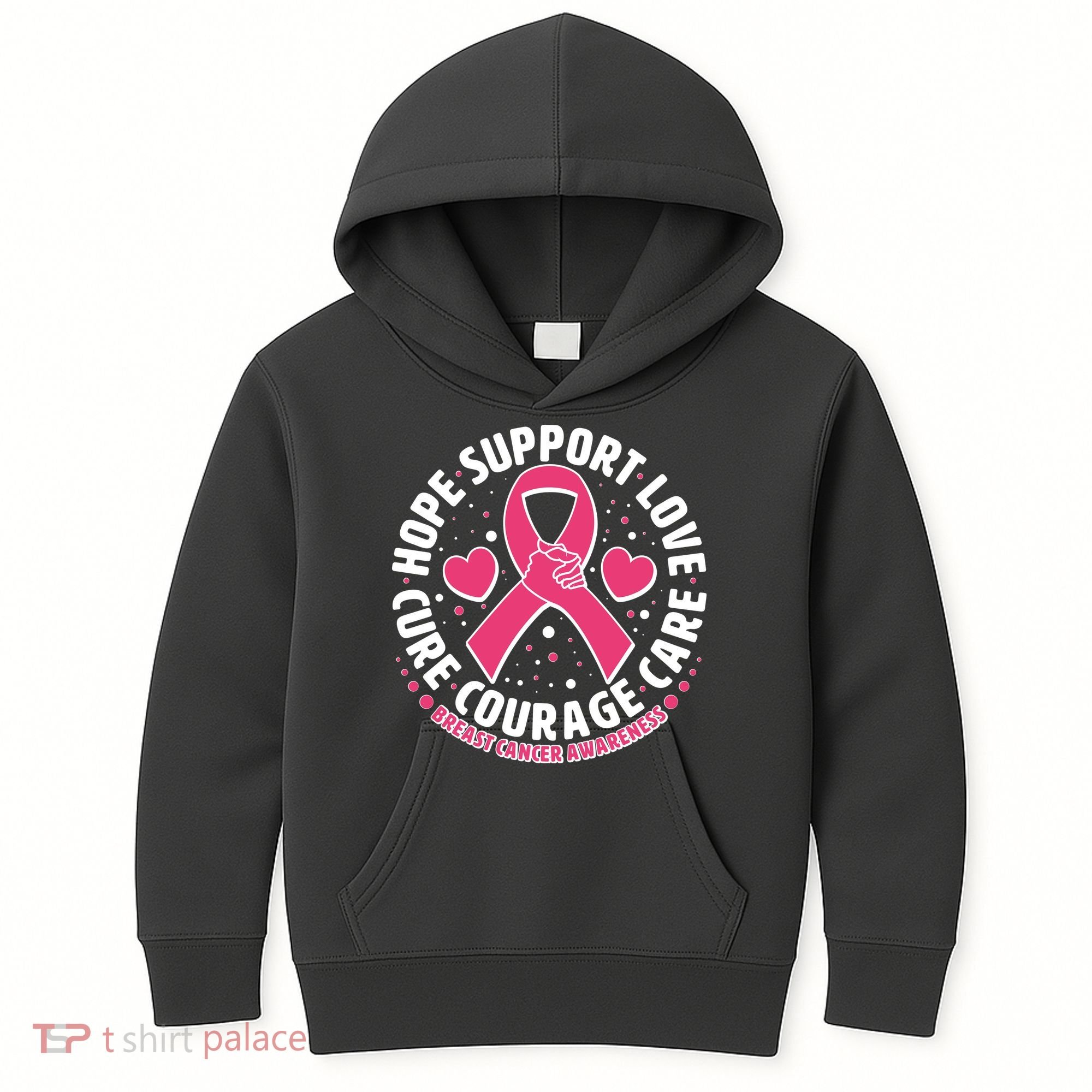Breast Cancer Awareness Hope Support Love Cure Courage Care Kids Hoodie