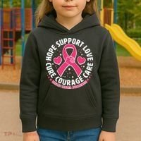 Breast Cancer Awareness Hope Support Love Cure Courage Care Kids Hoodie thumb 3