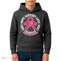 Breast Cancer Awareness Hope Support Love Cure Courage Care Kids Hoodie thumb 4