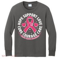 Breast Cancer Awareness Hope Support Love Cure Courage Care Kids Long Sleeve Shirt thumb 0