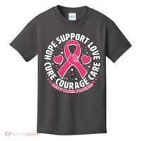 Breast Cancer Awareness Hope Support Love Cure Courage Care Kids T-Shirt thumb 0