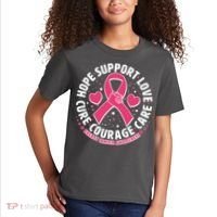 Breast Cancer Awareness Hope Support Love Cure Courage Care Kids T-Shirt thumb 2