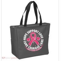 Breast Cancer Awareness Hope Support Love Cure Courage Care Tote Bag thumb 2