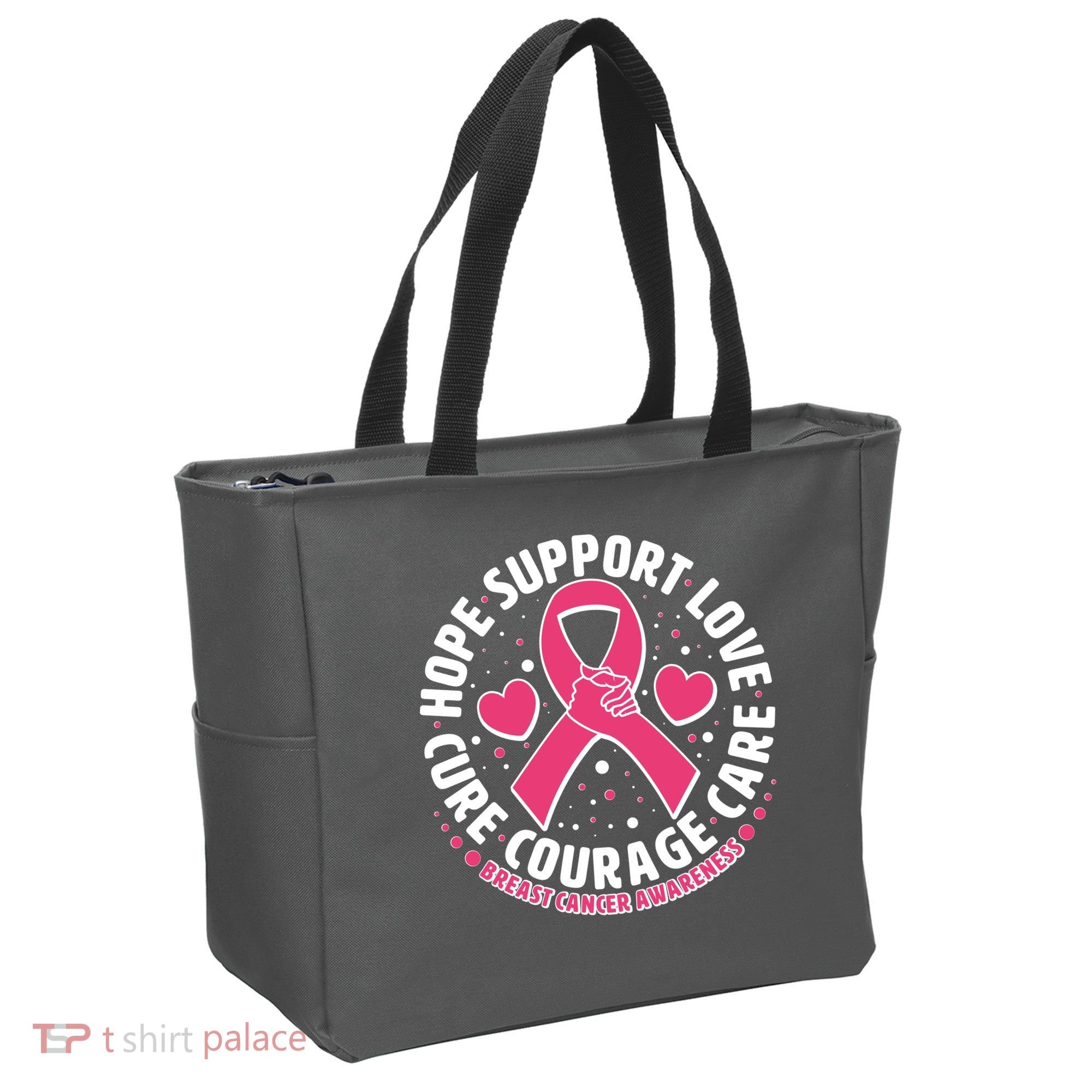 Breast Cancer Awareness Hope Support Love Cure Courage Care Tote Bag