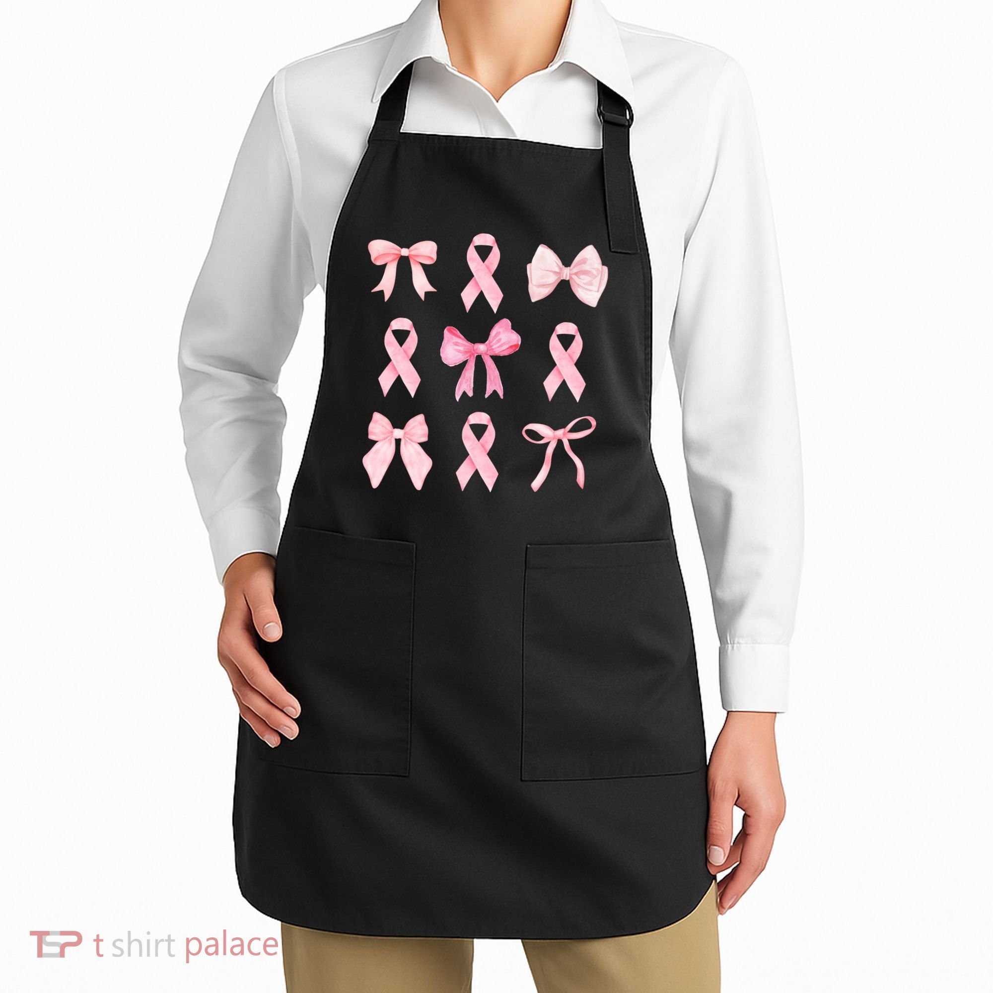 Breast Cancer Awareness Bow Ribbon Apron