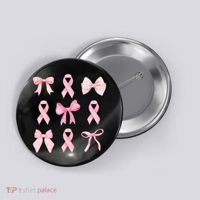 Breast Cancer Awareness Bow Ribbon Button