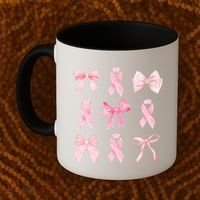Breast Cancer Awareness Bow Ribbon Coffee Mug thumb 2