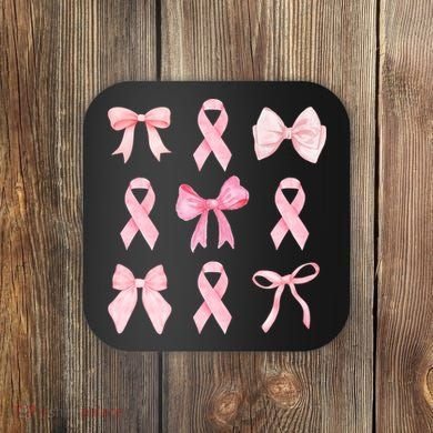 Breast Cancer Awareness Bow Ribbon Coaster