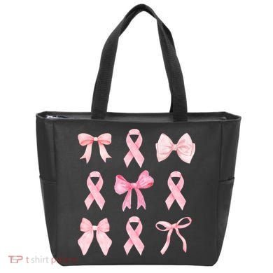 Breast Cancer Awareness Bow Ribbon Tote Bag