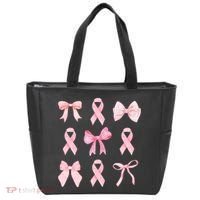 Breast Cancer Awareness Bow Ribbon Tote Bag thumb 0