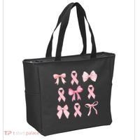 Breast Cancer Awareness Bow Ribbon Tote Bag thumb 2