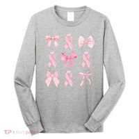Breast Cancer Awareness Bow Ribbon Long Sleeve Shirt thumb 0