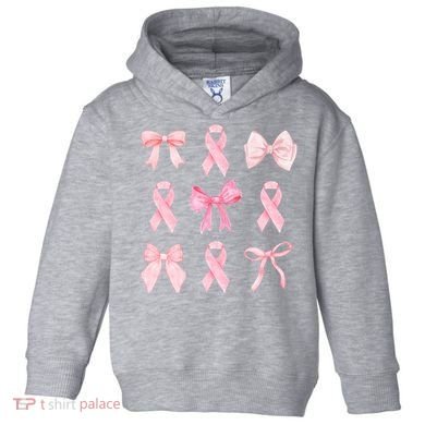 Breast Cancer Awareness Bow Ribbon Toddler Hoodie