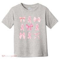 Breast Cancer Awareness Bow Ribbon Toddler T-Shirt thumb 0