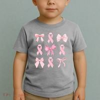 Breast Cancer Awareness Bow Ribbon Toddler T-Shirt thumb 2