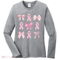 Breast Cancer Awareness Bow Ribbon Women's Long Sleeve Shirt thumb 0
