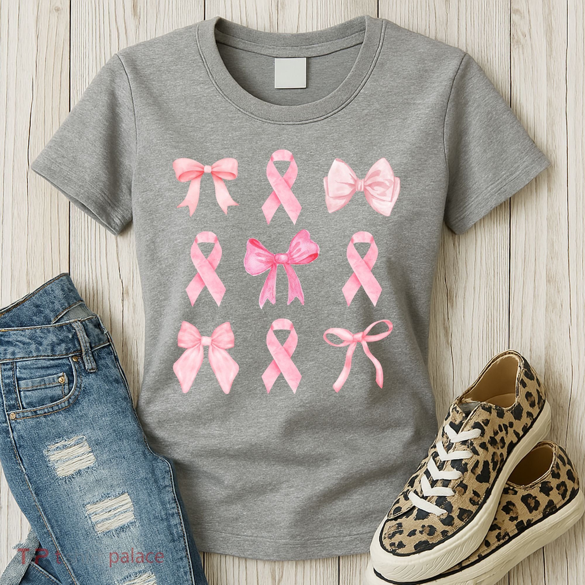 Breast Cancer Awareness Bow Ribbon Women's T-Shirt
