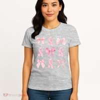 Breast Cancer Awareness Bow Ribbon Women's T-Shirt thumb 4