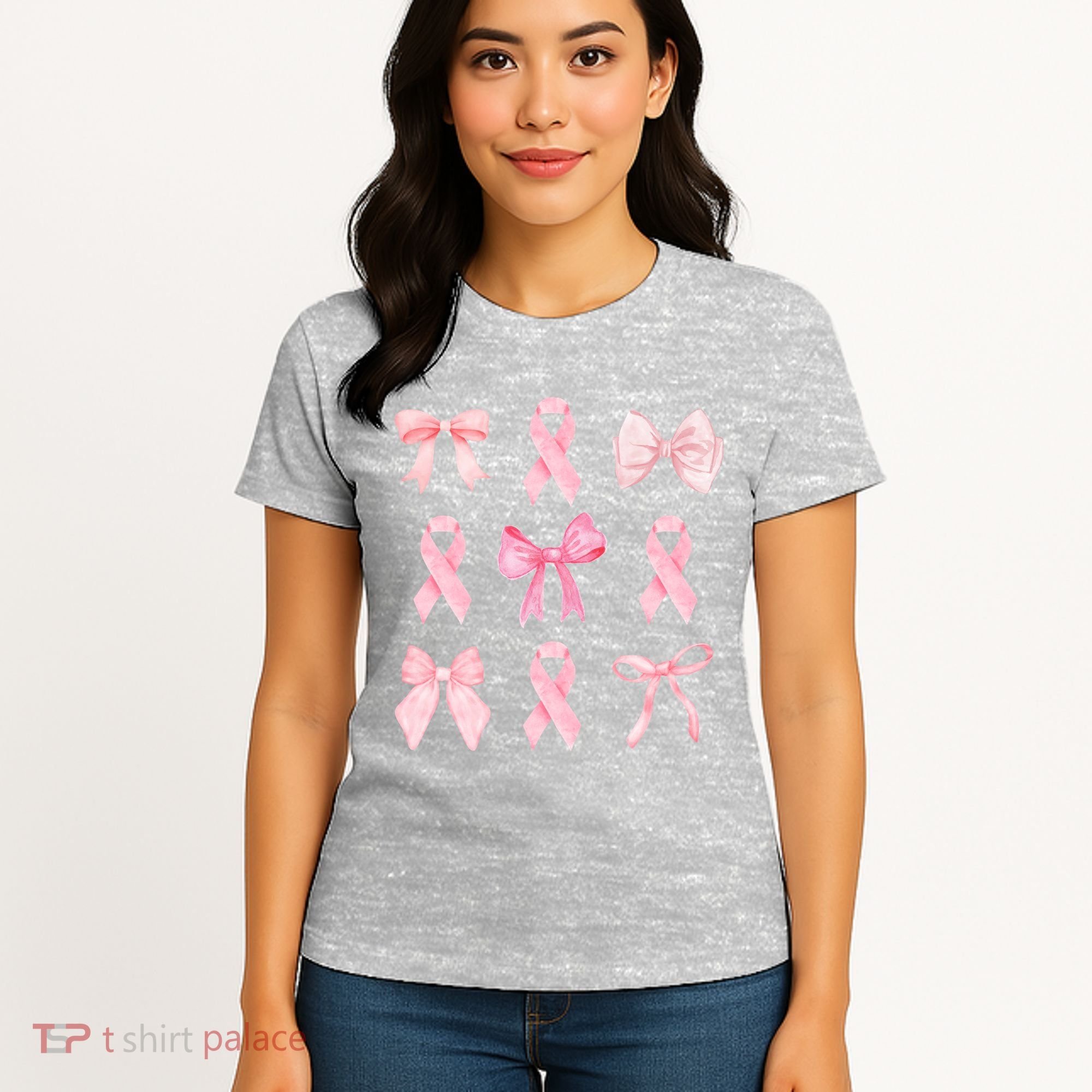 Breast Cancer Awareness Bow Ribbon Women's T-Shirt