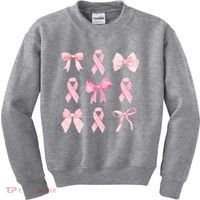 Breast Cancer Awareness Bow Ribbon Kids Sweatshirt thumb 0