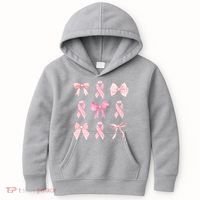Breast Cancer Awareness Bow Ribbon Kids Hoodie thumb 0