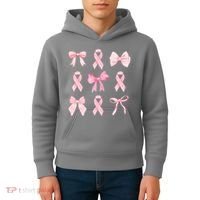 Breast Cancer Awareness Bow Ribbon Kids Hoodie thumb 4