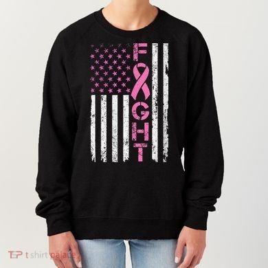 Breast Cancer Awareness American Flag Distressed Women's Sweatshirt
