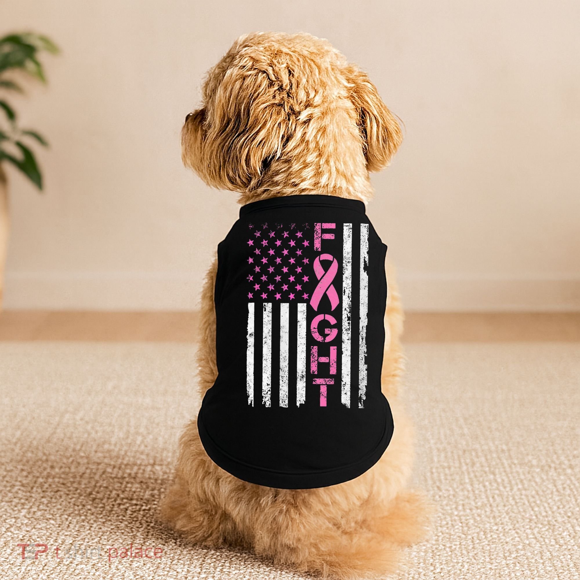 Breast Cancer Awareness American Flag Distressed Doggie Tank