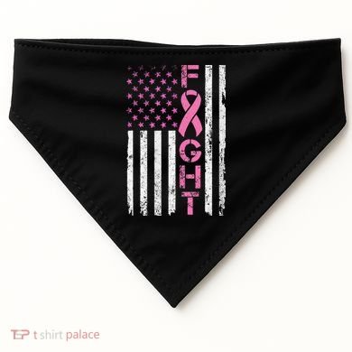 Breast Cancer Awareness American Flag Distressed USA-Made Doggie Bandana