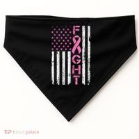Breast Cancer Awareness American Flag Distressed USA-Made Doggie Bandana thumb 0
