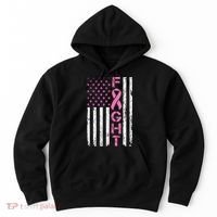 Breast Cancer Awareness American Flag Distressed Hoodie thumb 0