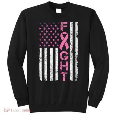 Breast Cancer Awareness American Flag Distressed Sweatshirt