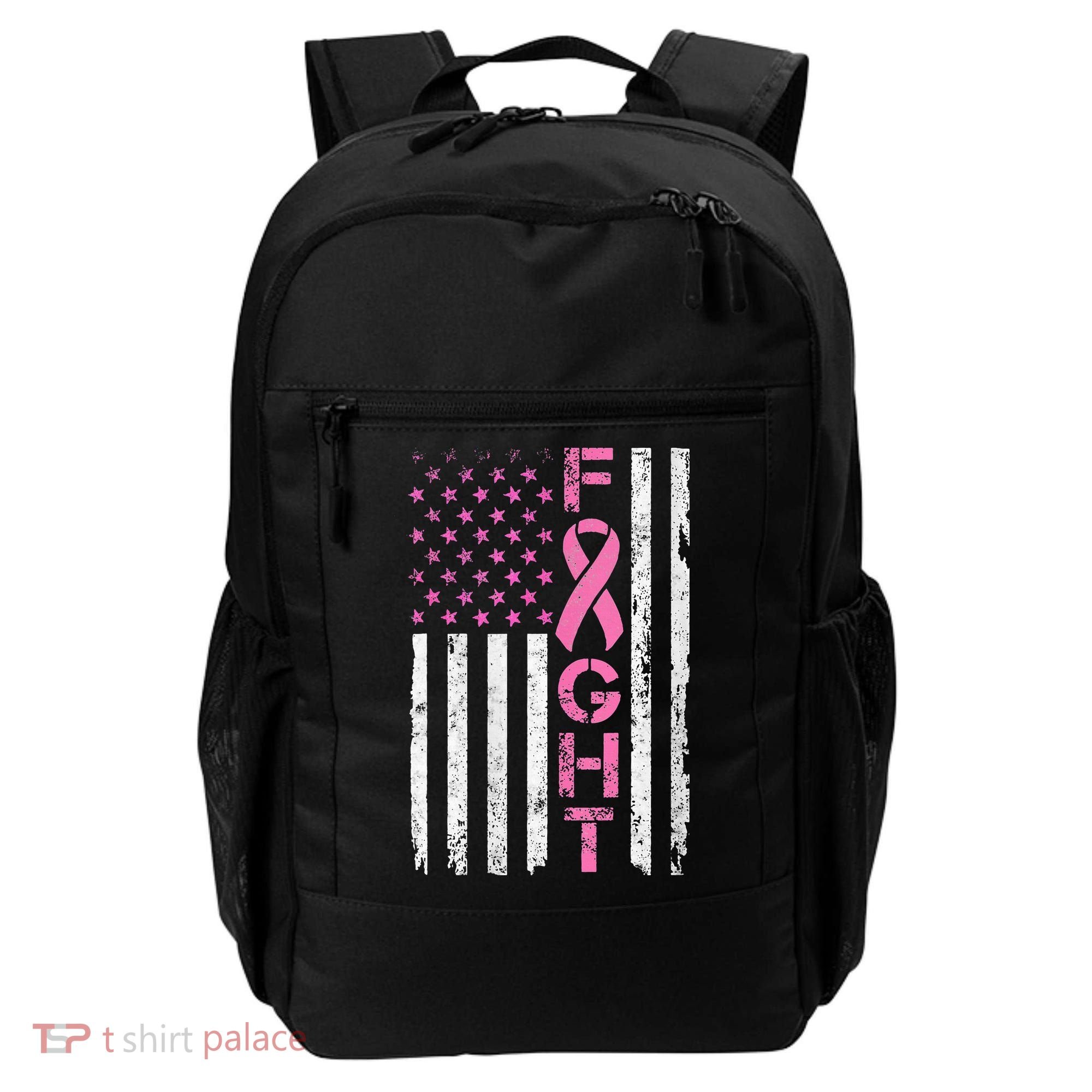 Breast Cancer Awareness American Flag Distressed Backpack