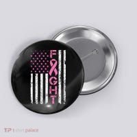 Breast Cancer Awareness American Flag Distressed Button thumb 0
