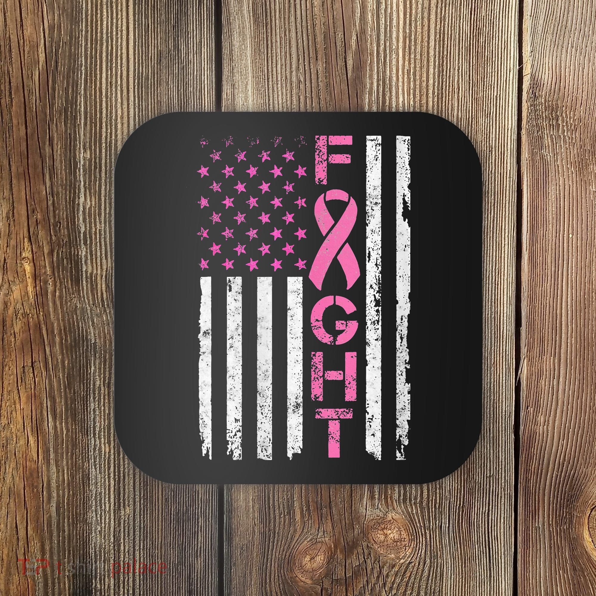Breast Cancer Awareness American Flag Distressed Coaster