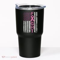 Breast Cancer Awareness American Flag Distressed Tumbler thumb 0