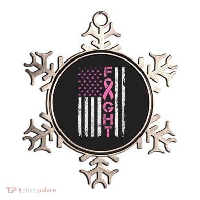 Breast Cancer Awareness American Flag Distressed Ornament